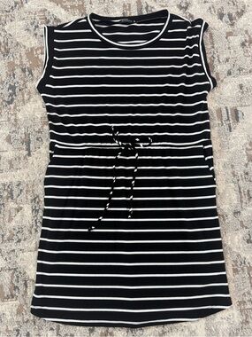Stacatto Black & White Striped Tie-Waist Dress - Medium